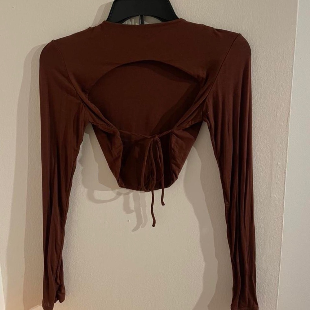 brown open back top